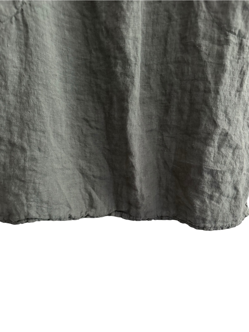 Lina Tomei Italian Linen Dress SZ M Gray Sleeveless Ruffle Shoulder Shift Dress - Picture 8 of 13